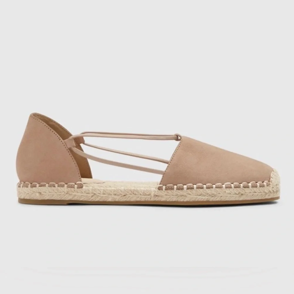 Eileen Fisher Lee Nubuck Leather Tan Espadrille Flats 8.5